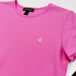 Lauren Ralph Lauren Pink Short Sleeve Crew Neck T-Shirt RLL Logo NWT Women S